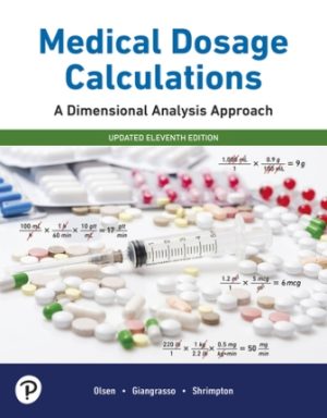 Medical Dosage Calculations: A Dimensional Analysis Approach Updated 11th Edition Giangrasso SOLUTION MANUAL
