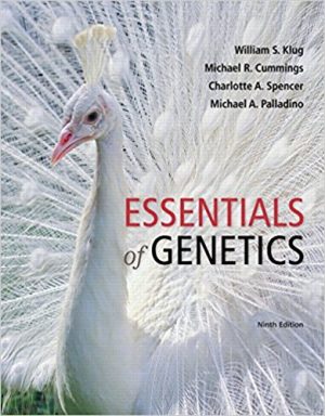 Essentials of Genetics 9th Edition Klug TEST BANK