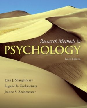 Research Methods in Psychology 10th Edition Shaughnessy SOLUTION MANUAL