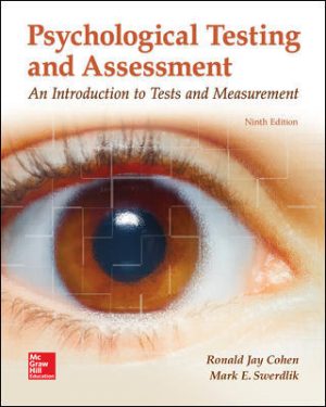 Psychological Testing and Assessment 9th Edition Cohen TEST BANK